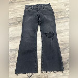 Hudson Jeans Black Distressed Flare Jeans